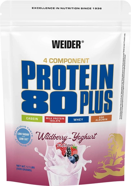 Białko Weider 80 Plus 500 g Wildberry-Yoghurt (4044782301852) - obraz 1