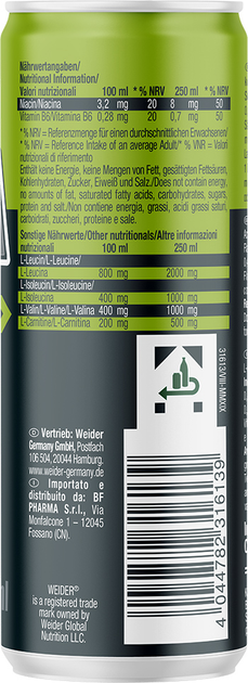 Aminokwasy Weider Liquid BCAA 250 ml (4044782316139) - obraz 3