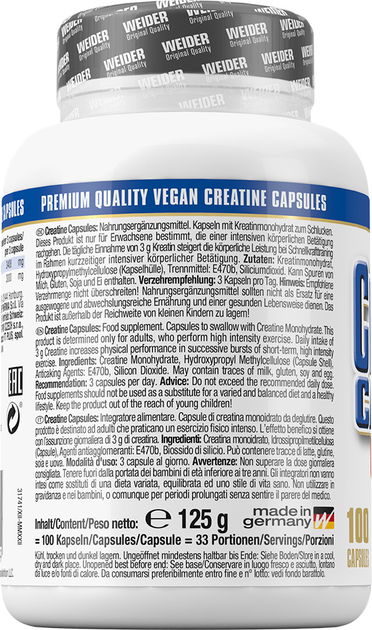 Kreatyna Weider Pure Creatine 100 kaps Can (4044782317419) - obraz 6