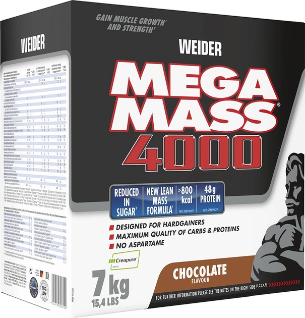 Гейнер Weider Giant Mega Mass 4000 7 кг Шоколад (4044782326152) - зображення 1