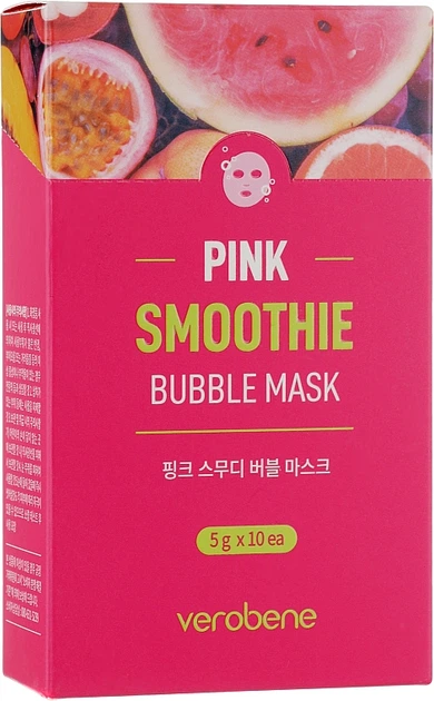 Киснева маска-смузі з рожевим коктейлем - Verobene Pink Smoothie Bubble Mask 10x5g (1079397-6975469) - Фото 1 Киснева маска-смузі з рожевим коктейлем - Verobene Pink Smoothie Bubble Mask 10x5g (1079397-6975469) - изображение 1
