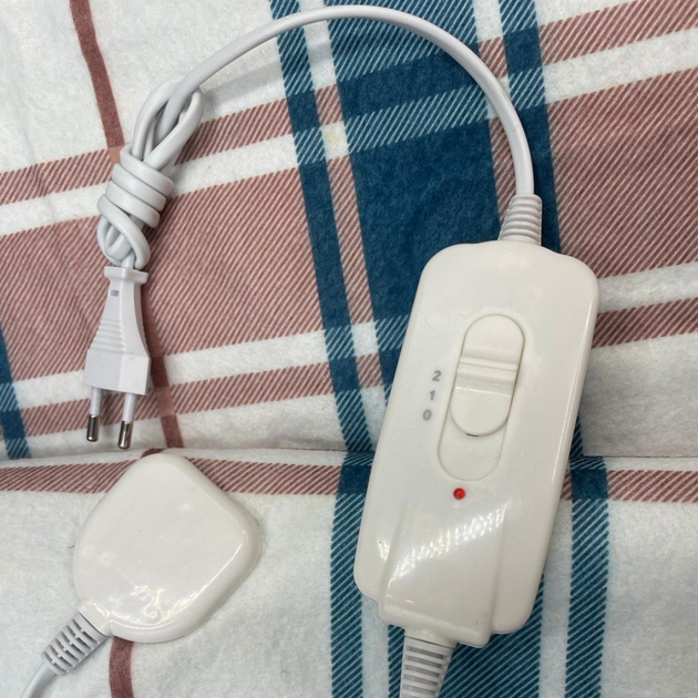 Электропростынь с подогревом 120х160 полуторная Electric Blanket, Турция, 2 года гарантии, 100 Ватт, в клеточку - изображение 7