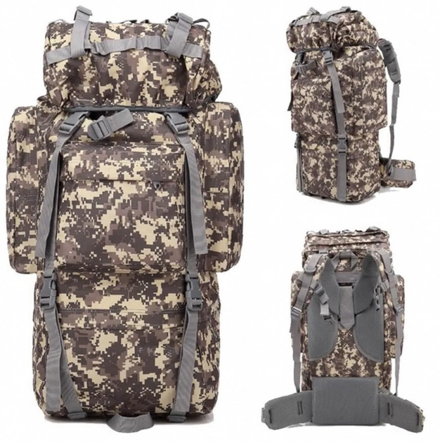 Рюкзак армійський з підсумками на 70 л, A21, (65х16х35 см), Піксель ART 8145 - изображение 2