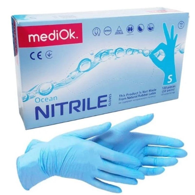 Перчатки нитриловые синие MediOk S 100 Шт - изображение 1