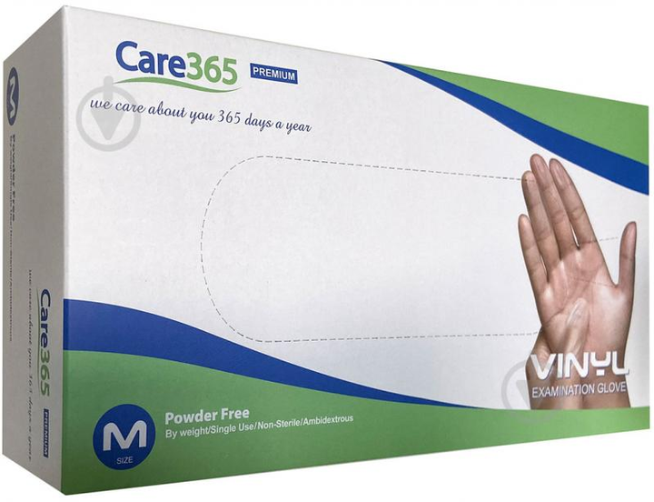 Медицинские виниловые перчатки Care365 L 100шт/уп - изображение 1