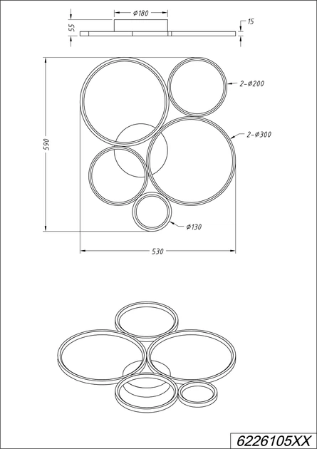 Люстра Trio RONDO 49W 5800lm 3000K (622610531) на кухню, для спальні, для вітальні - зображення 7