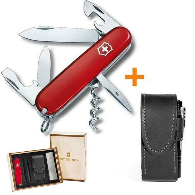 Комплект Нож Victorinox Spartan Red 1.3603 + Чехол с фонариком Police - изображение 1