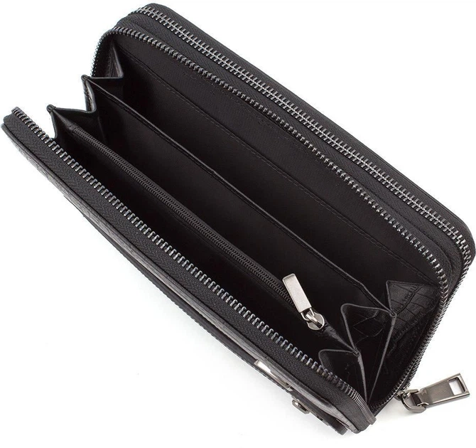 Чёрный кожаный клатч на две молнии Marco Coverna 5902B (JP) black - Фото 4 Чёрный кожаный клатч на две молнии Marco Coverna 5902B (JP) black - изображение 4