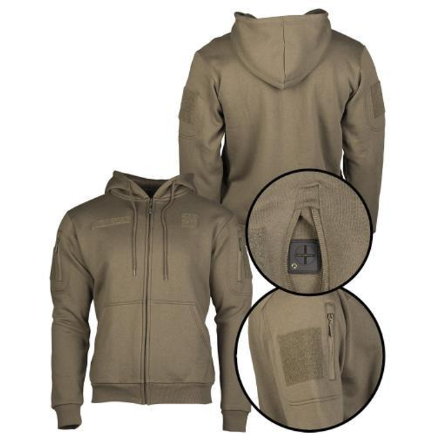 Реглан з капюшоном на блискавці Mil-tec Tactical hoodie Olive 11472012-XL - зображення 2