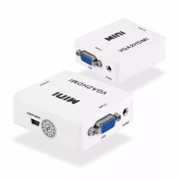 Конвертер адаптер перехідник з VGA HDMI відео зі звуком 1080P Білий - зображення 3