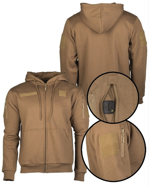 Реглан с капюшоном на молнии Mil-Tec Tactical hoodie Койот 11472019-ХL - изображение 2