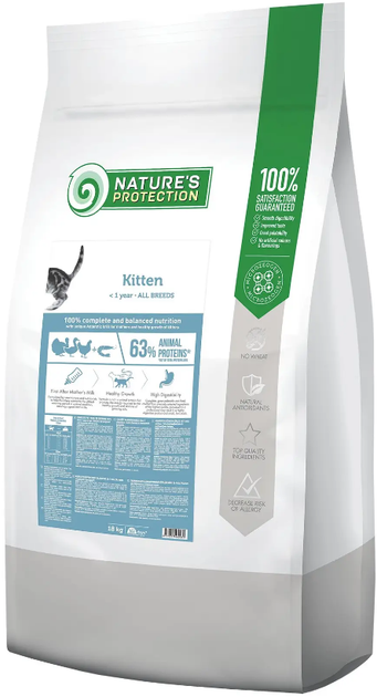 Сухий корм для кошенят Nature's Protection Kitten 18кг - Фото 1 Сухий корм для кошенят Nature's Protection Kitten 18кг - изображение 1