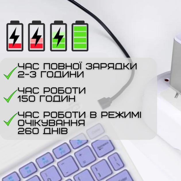 Бездротова Клавіатура та Миша Портативна Bluetooth з UA Розкладкою на Акумуляторі для ПК Комп'ютера Телефона Планшета на Android та IOS Фіолетова - зображення 5