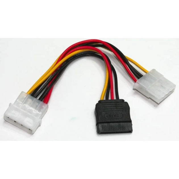 Перехідник живлення Molex (M) - SATA (F) + Molex (F), 13 см, Cablexpert (CC-SATA-PSY2) - Фото 1 Перехідник живлення Molex (M) - SATA (F) + Molex (F), 13 см, Cablexpert (CC-SATA-PSY2) - зображення 1