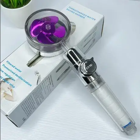 Турбо лійка з вентилятором та фільтром обертання 360° TURBOCHARGED SHOWER HEAD ФІОЛЕТОВА - зображення 7