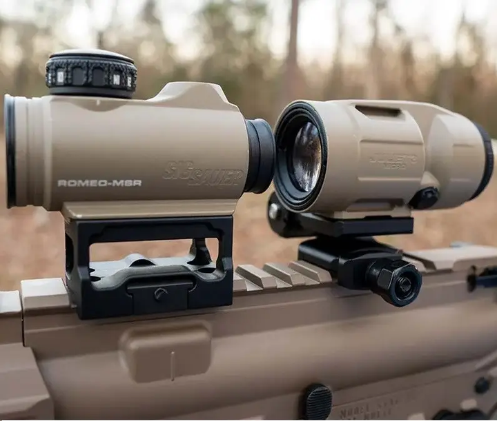 Коллиматорный прицел SigSauer Romeo-MSR с увеличителем Juliet3-Micro 1-3X FDE - изображение 3