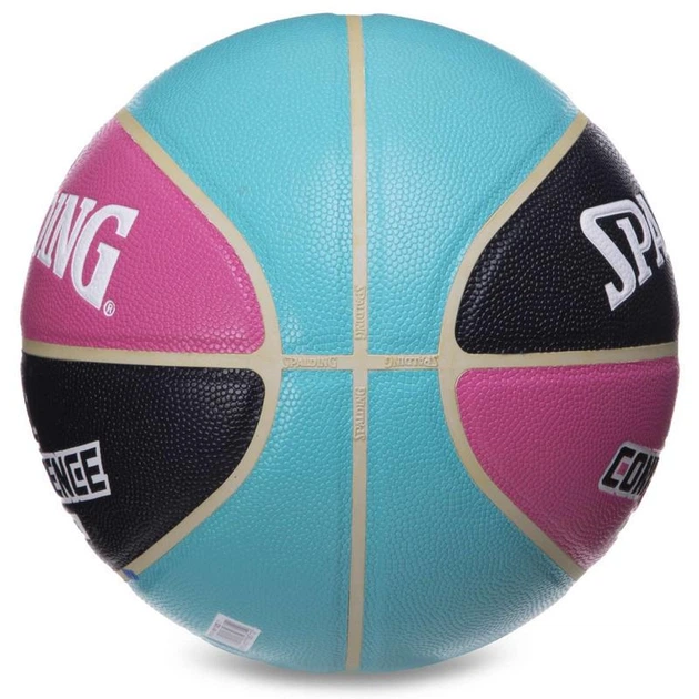 Мяч баскетбольный SPALDING 76895Y ALL CONFERENCE №7 голубой-черный - Фото 4 Мяч баскетбольный SPALDING 76895Y ALL CONFERENCE №7 голубой-черный - изображение 4