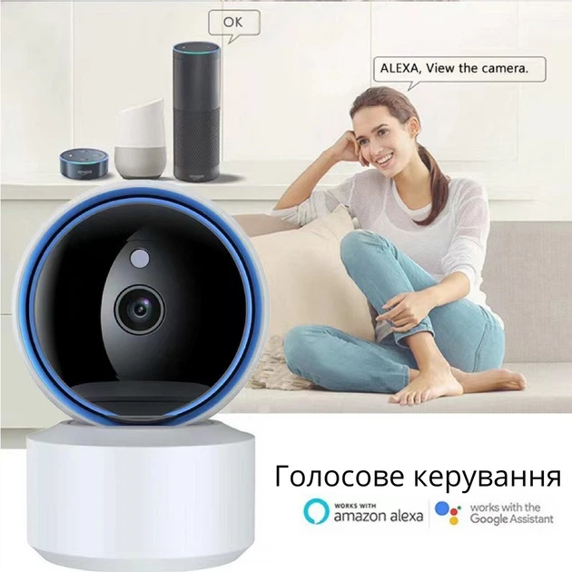 Высококачественная поворотная HD 1920x1080 видеоняня / радионяня Wi-Fi IP-камера с двухсторонней связью датчиком движенияи и ночным видением Yikoo YF5 white - изображение 2