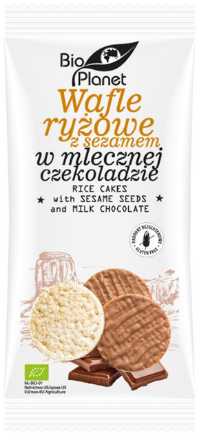 Тістечка рисові з кунжутом у молочному шоколаді Bio Planet (5903900365871) - зображення 1