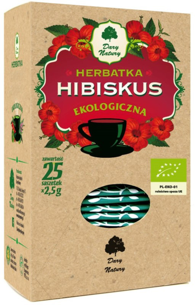 Herbata Dary Natury Hibiskus Eko 25 x 2.5 g (5902581617866) - obraz 1