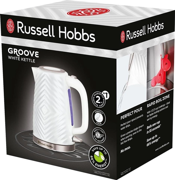 Чайник Russell Hobbs 26381-70 Groove Білий 1.7 л - изображение 5