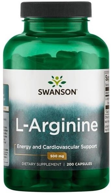 Дієтична добавка Swanson L-аргінін 500 мг 200 капсул (87614019352) - зображення 1