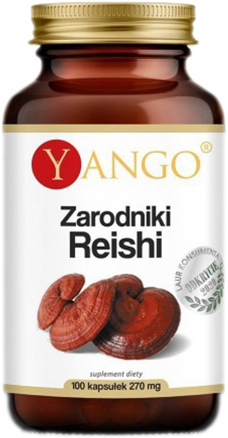 Дієтична добавка Yango Reishi Spores 270 мг 100 капсул з грибами (5907483417095) - зображення 1