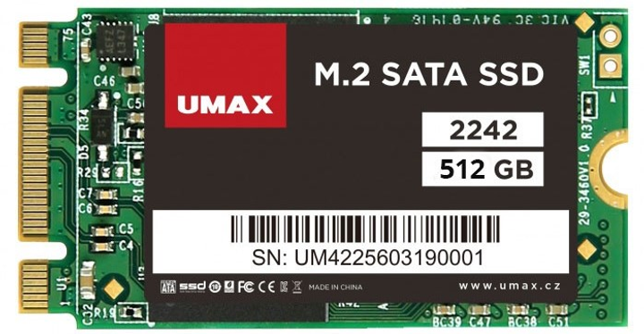 Dysk SSD Umax 512GB M.2 2242 SATA III 3D NAND (TLC) (UMM250003) - obraz 1