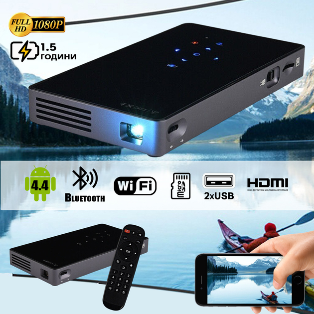 Портативный мини проектор RD P8-Android FullHD 1080p 1/8Гб, с ...
