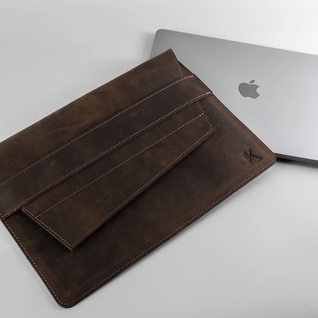 Шкіряний чохол для MacBook Air 13" (2018-2023) темно-коричневий вінтажний (case2-13-chocco-v) - изображение 7