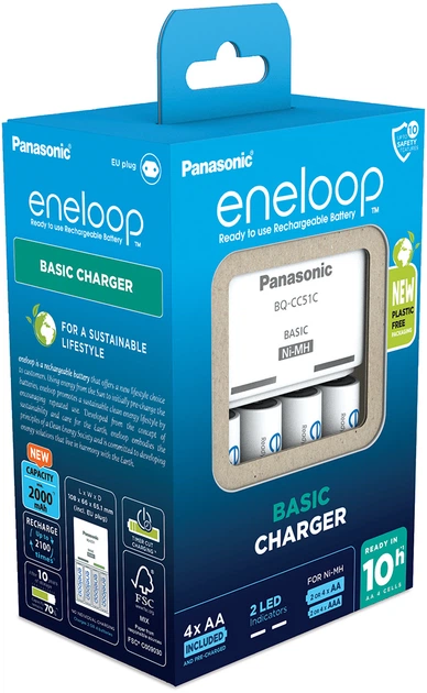 Ładowarka Panasonic Basic Charger + Eneloop 4 AA 2000 mAh NI-MH (5410853063896) - obraz 2