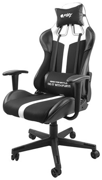 Fotel gamingowy Fury Gaming Chair Avenger XL 60 mm Black-White (NFF-1712) - obraz 3