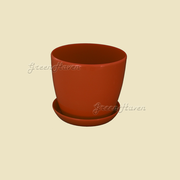 Вазон з підставкою Глянець Омела Теракотовий 11см х10,5см, V=0,8л ...