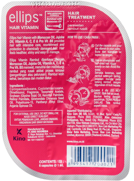 Olejek do włosów Ellips Hair Vitamin Treatment Therapy z olejkiem jojoba 6 x 1 ml (8993417200021) - obraz 2