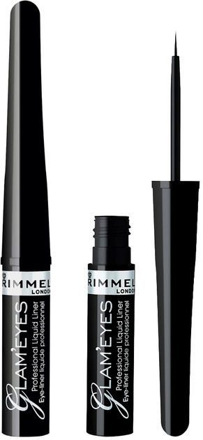 Eyeliner Rimmel Glam'Eyes Professional Liquid Liner 3,5 ml Black Glamour (3607344174083) - obraz 1