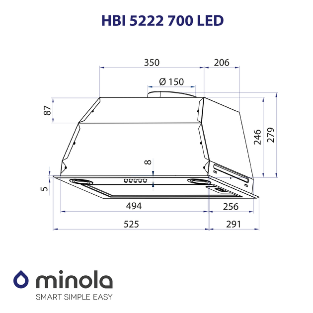 Вытяжка полновстраиваемая Minola HBI 5222 BLF 700 LED - изображение 10