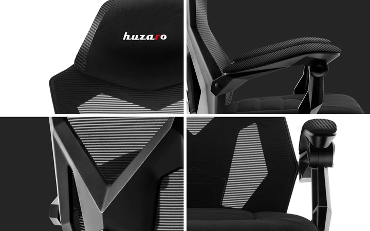 Геймерське ігрове крісло Huzaro HZ-Combat 3.0 Carbon перфорована обшивка з підставкою для ніг - зображення 6