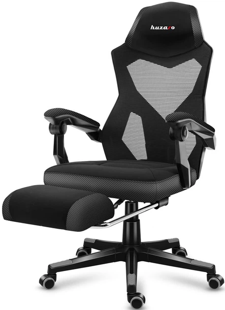 Геймерське ігрове крісло Huzaro HZ-Combat 3.0 Carbon перфорована обшивка з підставкою для ніг - зображення 7