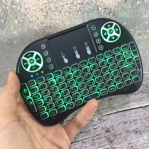 Клавиатура мини с тачпадом и подсветкой для Android Smart TV BOX UKC MWK08/i8 LED Черная - изображение 2