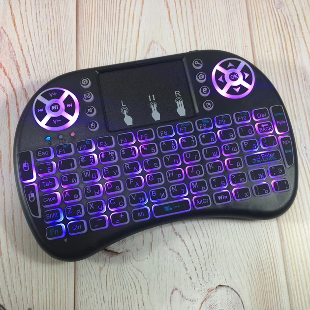 Клавиатура мини с тачпадом и подсветкой для Android Smart TV BOX UKC MWK08/i8 LED Черная - изображение 6