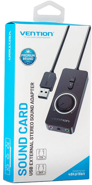Звуковая карта Vention CDRBB USB 3x3.5 мм jack volume control Black - изображение 2