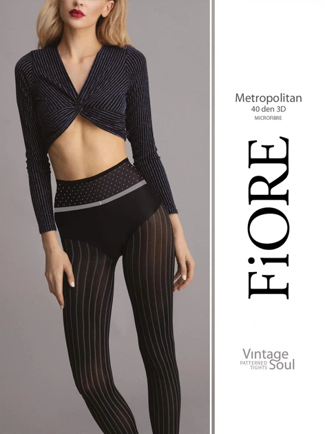 Колготки с узором "Полоска" Fiore Metropolitan 40 Den 4 Black/Grey (Арт 0091) - Фото 4 Колготки с узором "Полоска" Fiore Metropolitan 40 Den 4 Black/Grey (Арт 0091) - изображение 4