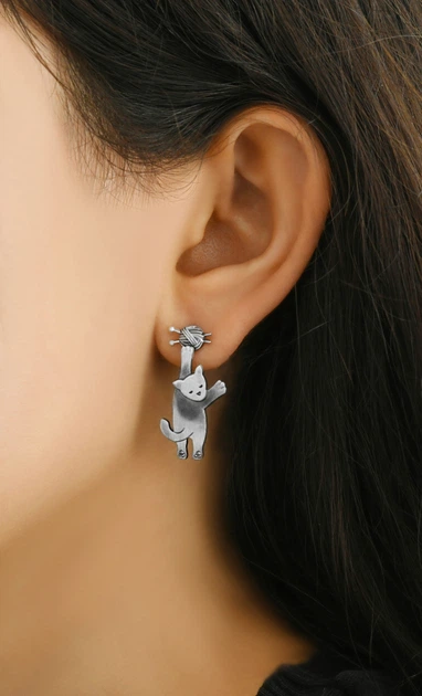 Сережки у вигляді котиків зі срібла 925 (АРТ. №6194) Dadiverin Jewelry - зображення 2