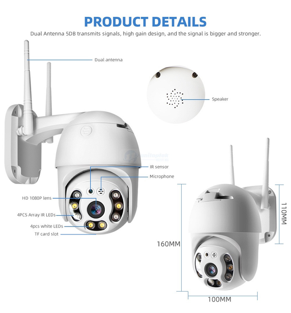 Вулична IP камера відеоспостереження UKC CAMERA CAD N3 WIFI IP 360/90 2.0mp поворотна з віддаленим доступом (2109) - зображення 5