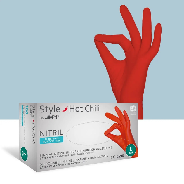 Рукавички медичні нітрілові неопудрені Ampri Style Hot Chilli S - изображение 1