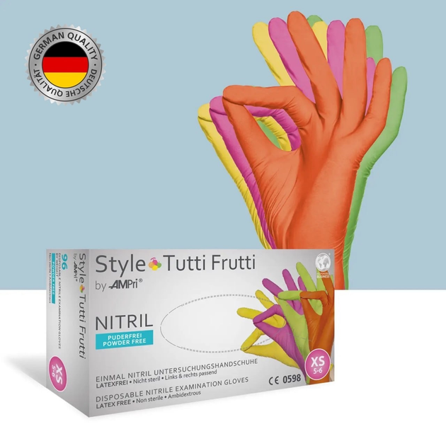 Рукавички медичні нітрілові неопудрені Ampri Style Tutti Frutti S - зображення 1