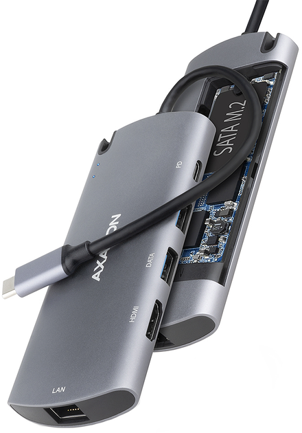 USB-хаб Axagon USB Type-C 5-in-1 + слот SSD M.2 2280 (HMC-6M2) - зображення 1