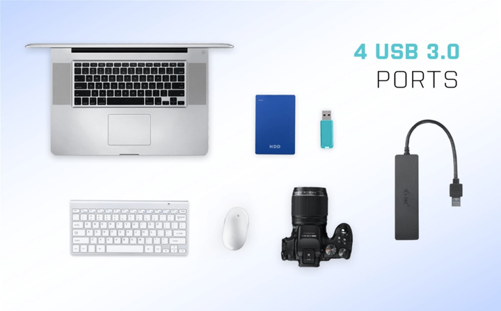 Hub USB 4 w 1 i-Tec Slim Pass USB 3.0 (U3HUB404) - obraz 5