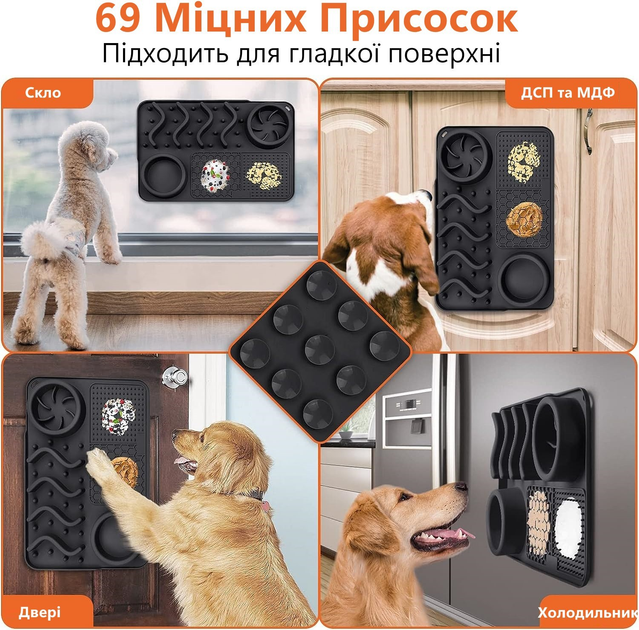 Силиконовый 3D коврик с двумя мисками для лизания и медленного питания ...