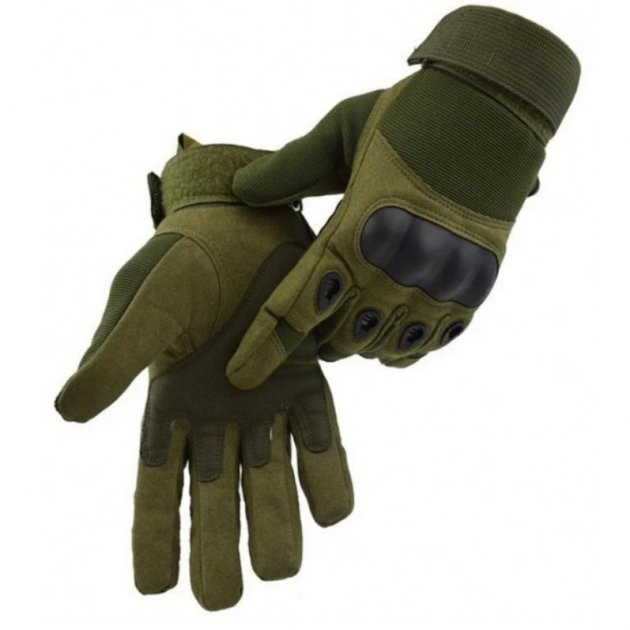 Тактические перчатки полнопалые Зеленые, размер М, Oakley / Закрытые военные перчатки - изображение 2